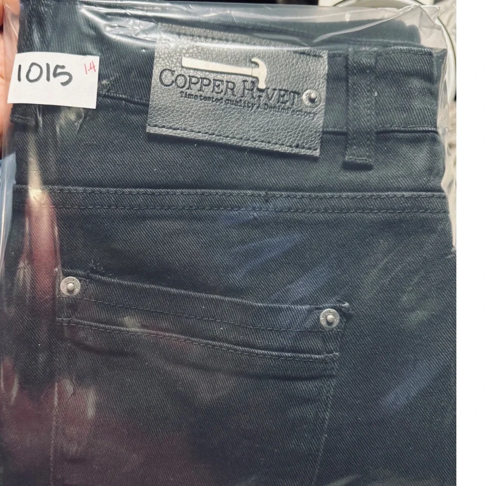 Copper Rivet Jeans Mens 32x32 Distressed Ripped Denim Black Streetwear Biker Y2K